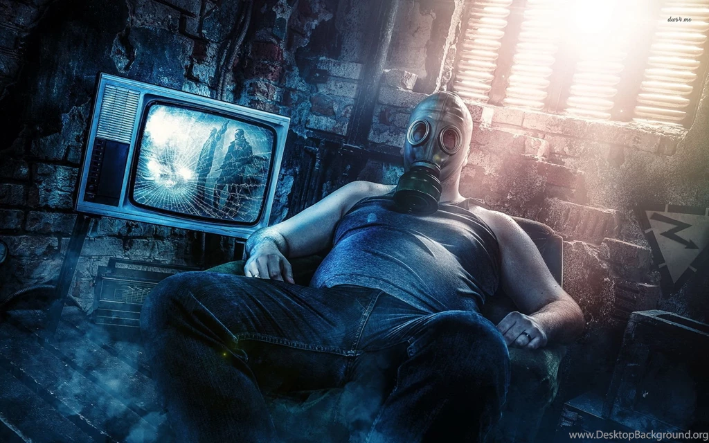 Sitting With A Gas Mask Wallpapers Digital Art Wallpapers