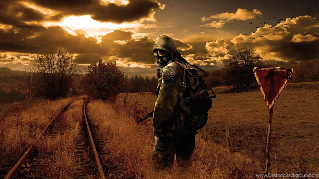 Full HD Wallpapers Stalker Railway Grass Ak 74 Gas Mask Autumn ...