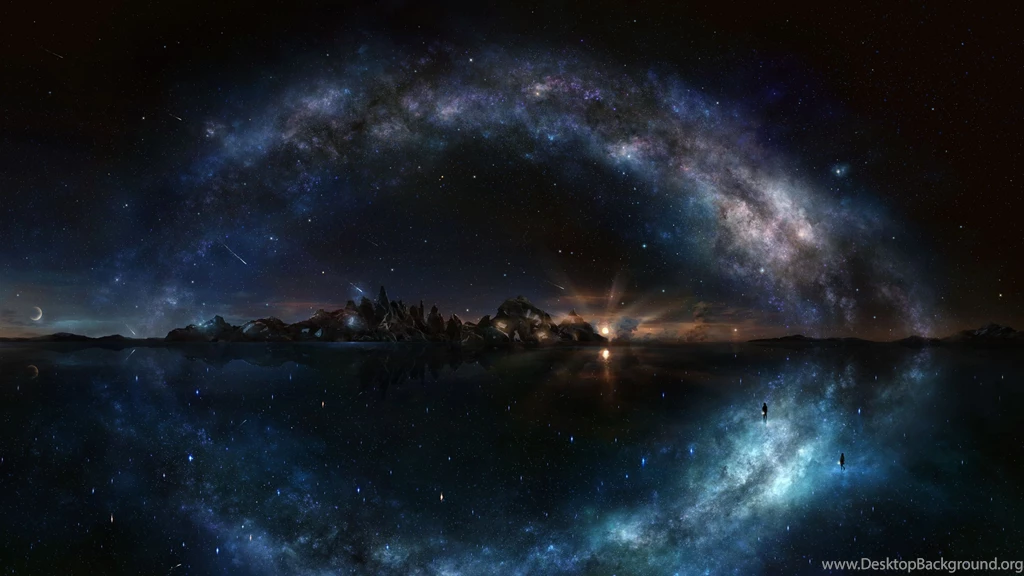 Download Wallpapers 3840x2160 Night, Starry Sky, Shine, Water ...