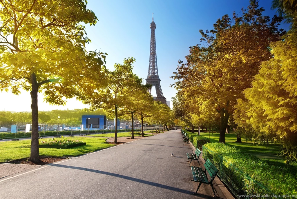 Eiffel Tower Monuments Paris Alley Autumn Sunlight 4K Ultra Hd ...