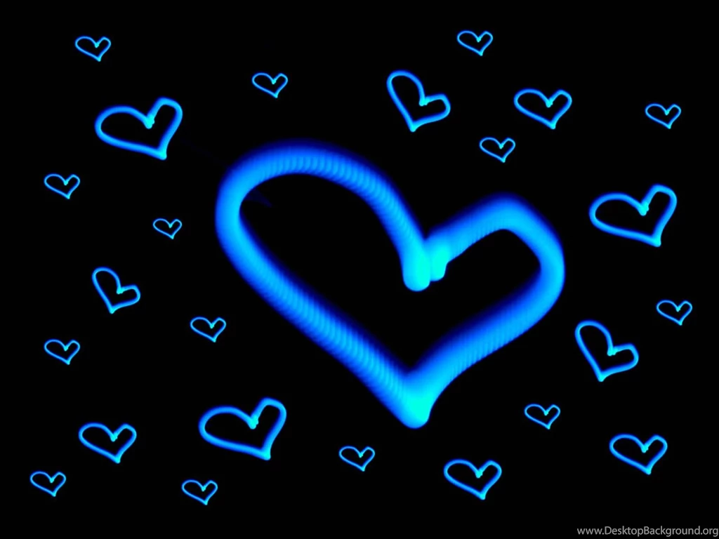 Blue Neon Love Heart Wallpapers Image