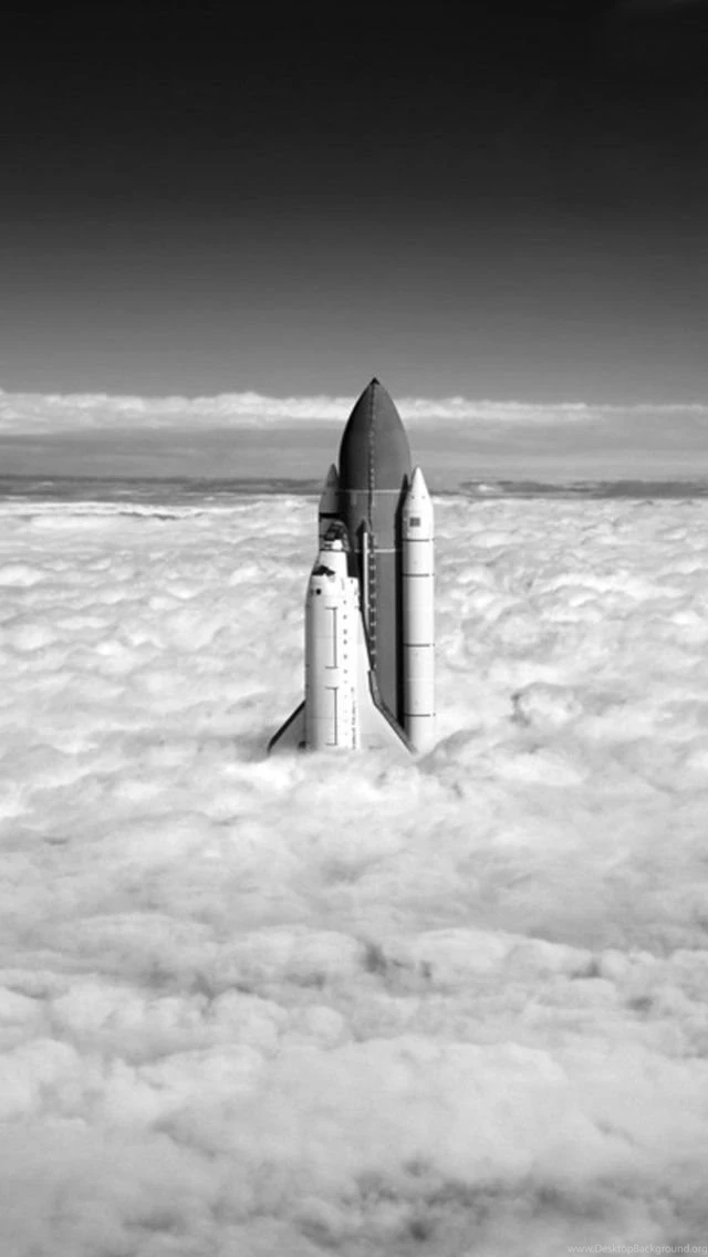 Space Shuttle Flying Trough The Clouds iPhone 5 Wallpapers