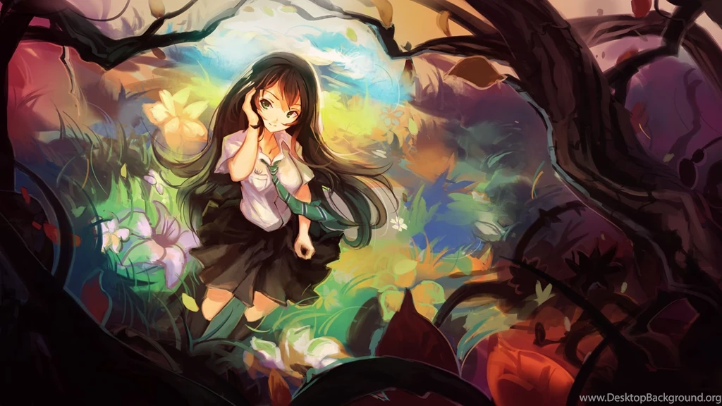 Cute Girl Alone In The Forest Desktop Wallpapers 28888