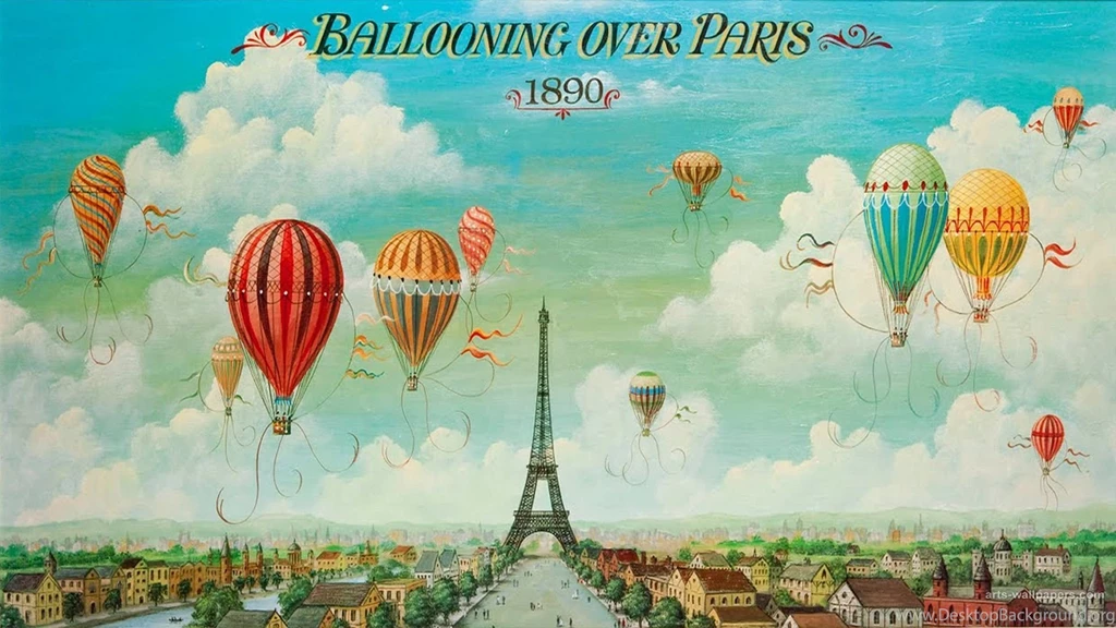 Ballooning Over Paris Retro Wallpapers Picture