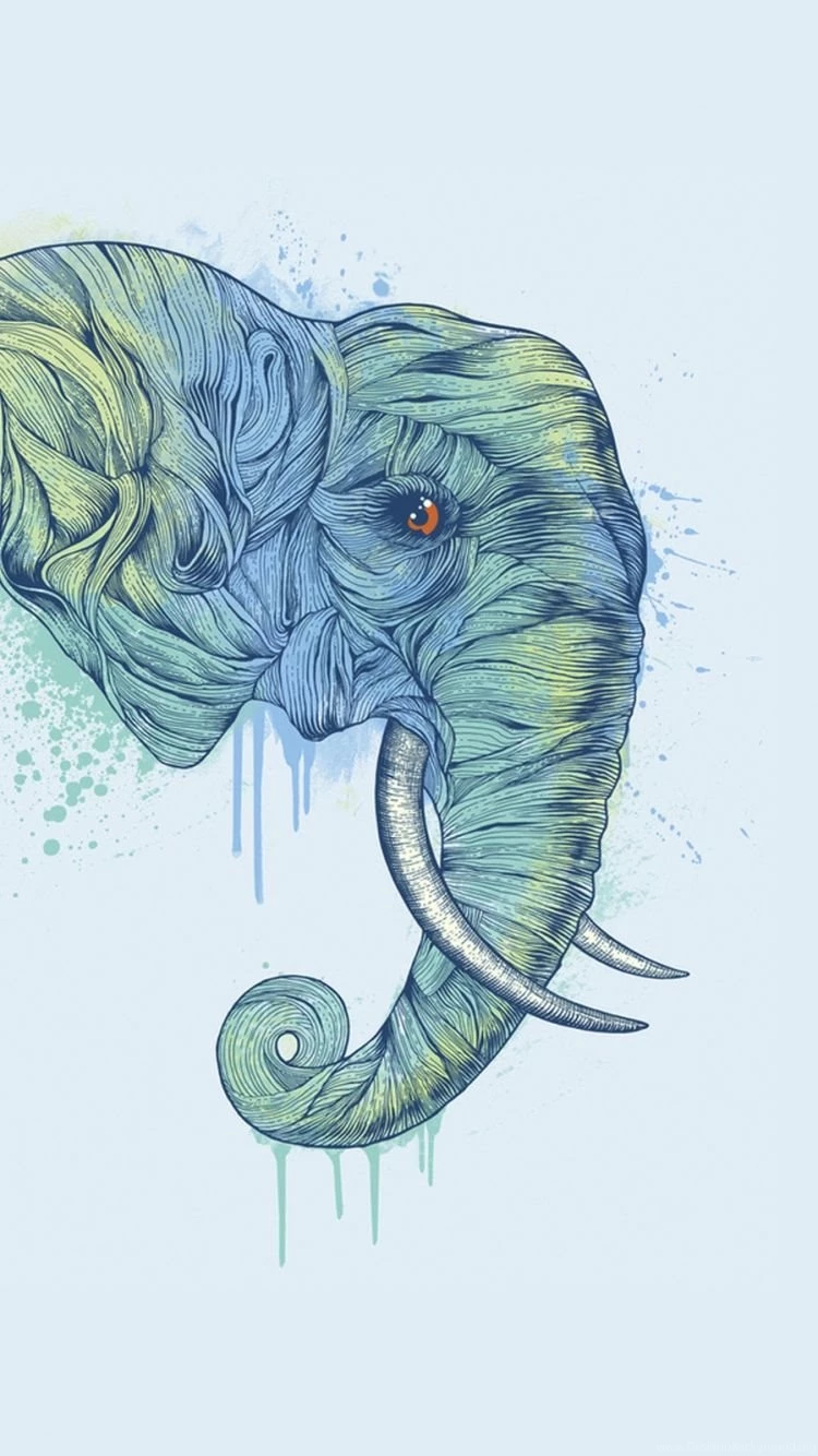 Download Wallpapers 750x1334 Head, Trunk, Elephant, Abstract ...