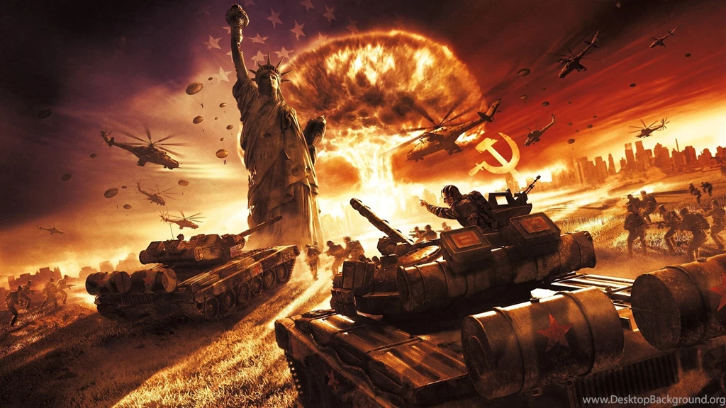 Download Wallpapers 2560x1440 World In Conflict, Explosion, Statue ...