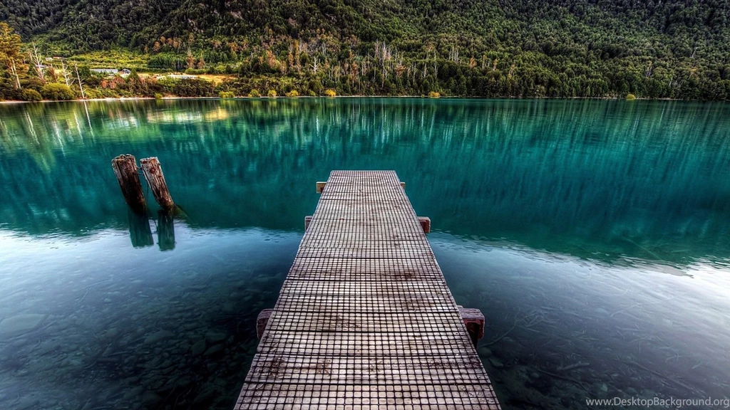 Pier In The Transparent Lake Widescreen Wallpapers