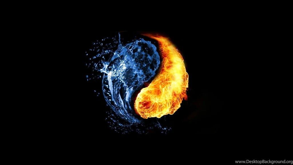 Water Abstract Fire Ying Yang Black Backgrounds Wallpapers ...
