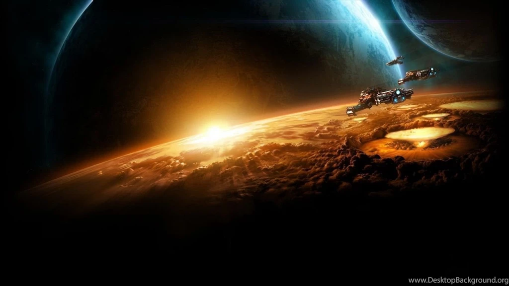 Download Wallpapers 1366x768 Starcraft, Planet, Sun, Earth, Space ...