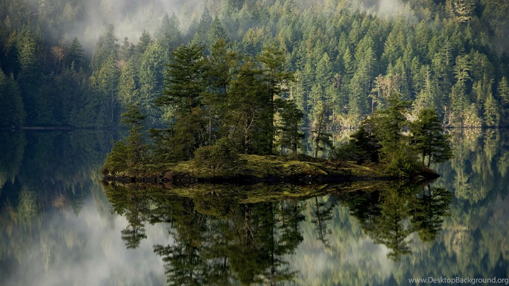 Download Wallpapers 3840x2160 Forest, Lake, Reflection, Island ...
