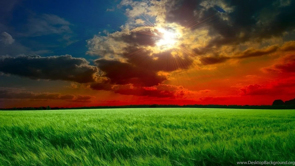 1280x720 Red Sunset Fields Wallpapers