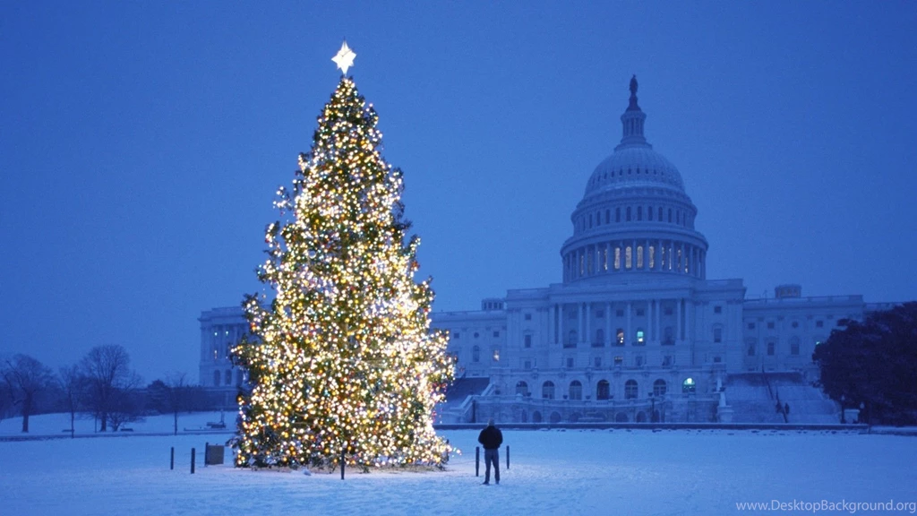 Monuments Christmas Capitol Building Snow Lights Tree Free Desktop ...