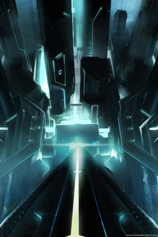 HDscreen: Tron Cities Techno Desktop Bakcgrounds