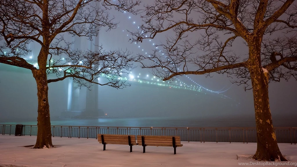 1920x1080 Winter Park Bench Wallpapers
