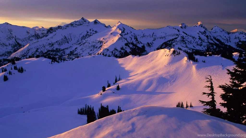 Snow Mountain Sunset Wallpaper.