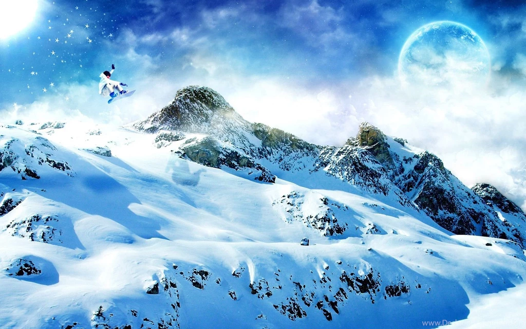 Planet Over Snowy Mountains Wallpapers Free Wide HD Wallpapers