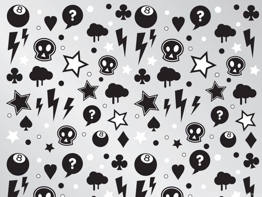 Punk Characters Pattern Backgrounds Black, Colors, Grey, White ...
