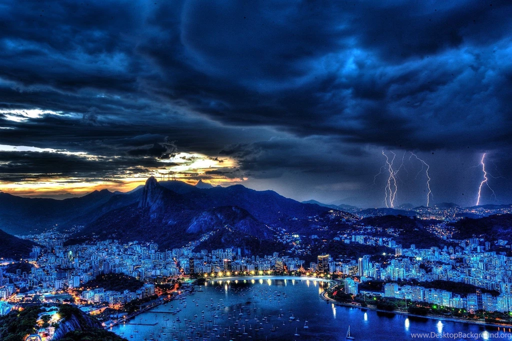 Rio De Janeiro Brazil Night Lightning Wallpapers