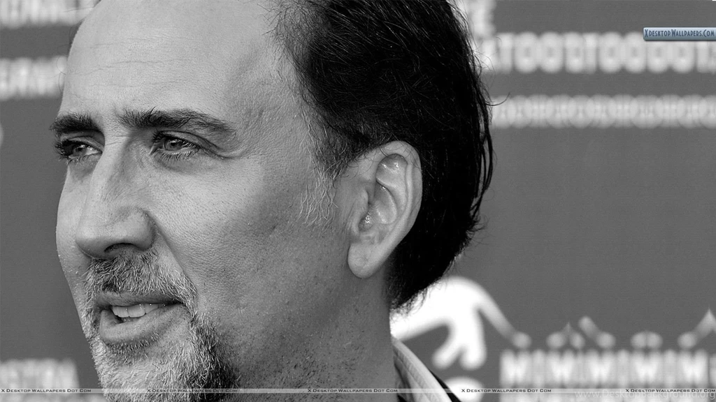 Nicolas Cage Face Side View Black N White Wallpapers