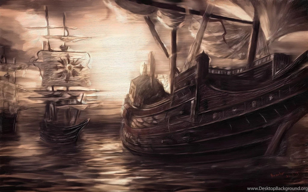Painting, Watercolor, Sea, Wave, Birds, Sail Ship, Hd, Wallpapers