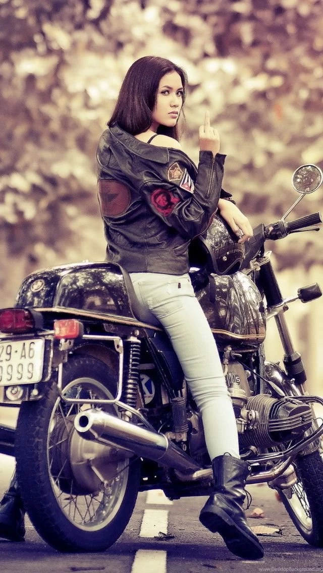 Girl And Old Motorcycles iPhone 5 Wallpapers