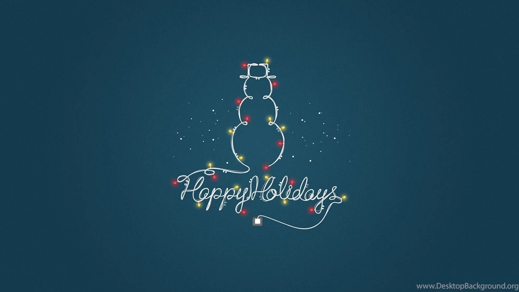 Snowman, Lights, Garland, Holiday, Minimalist Wallpaper, Hd Backgrounds