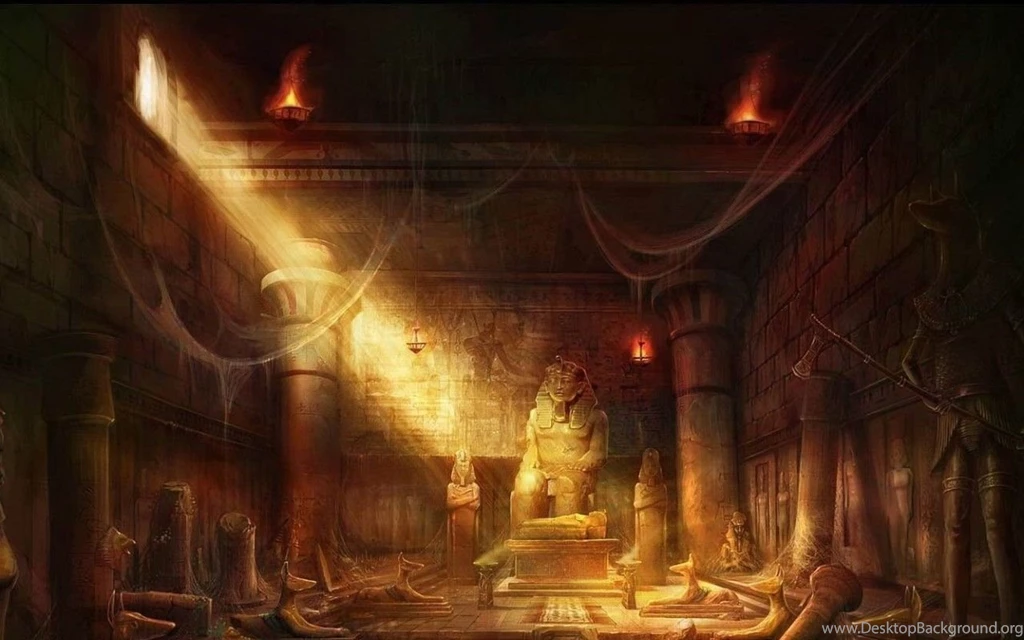 HDscreen: Egypt Fantasy Art Ruins Statues Sunlight Desktop Bakcgrounds