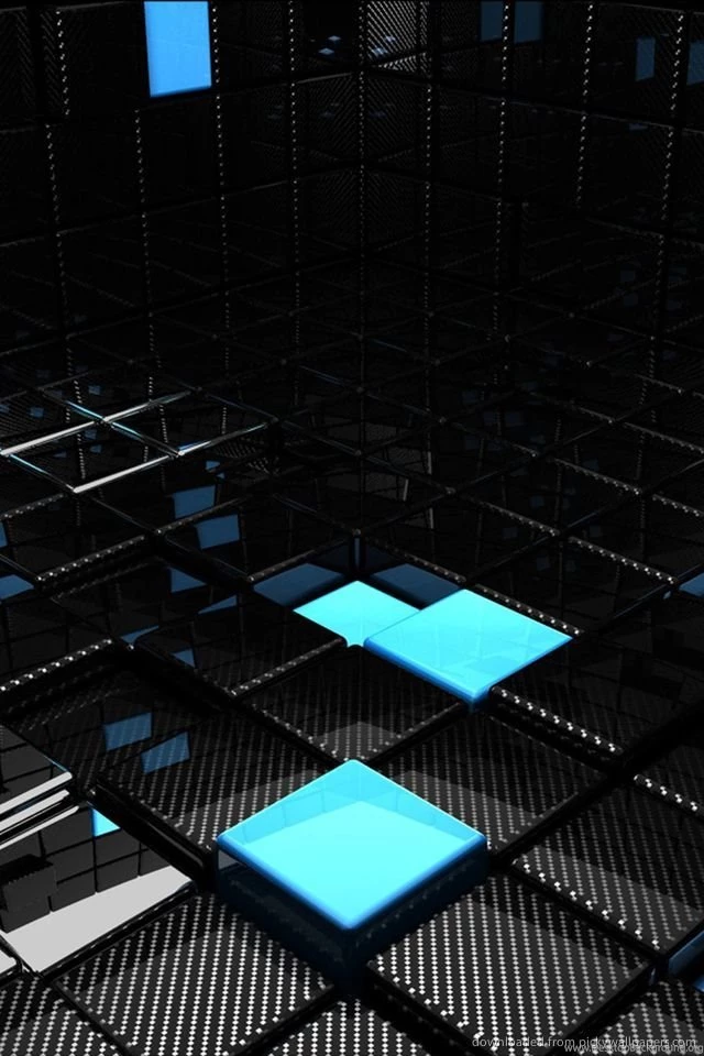 Download Chrome And Blue 3D Room Wallpapers For iPhone 4