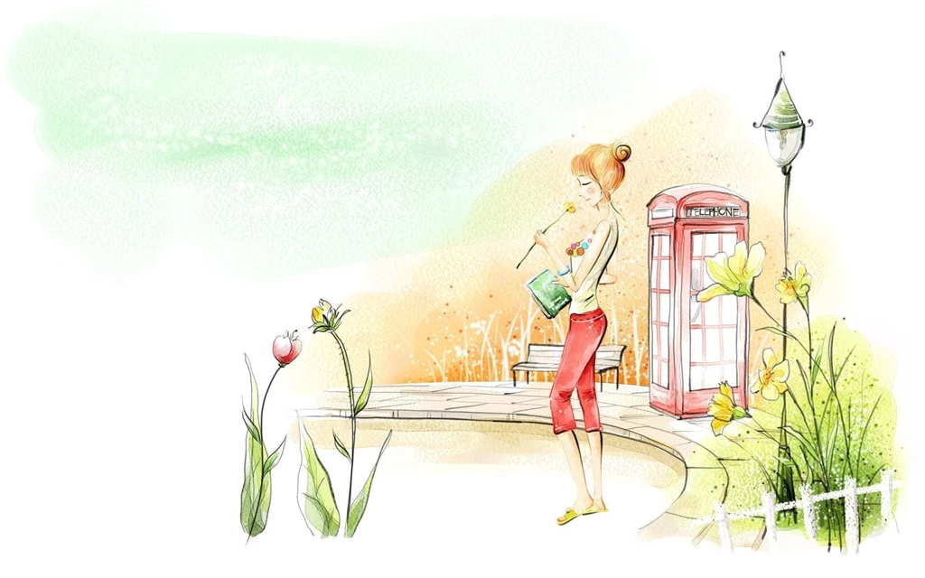 Art Drawing : Romantic Scene Of The Seasons 1920x1200 Wallpapers 8 ...