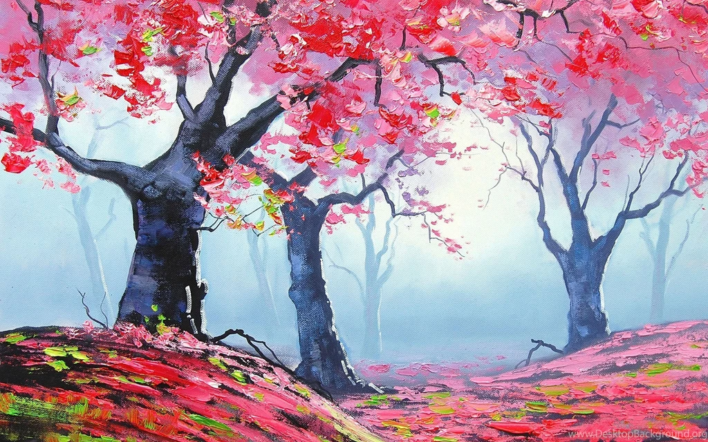 Spring Trees Drawing Wallpapers