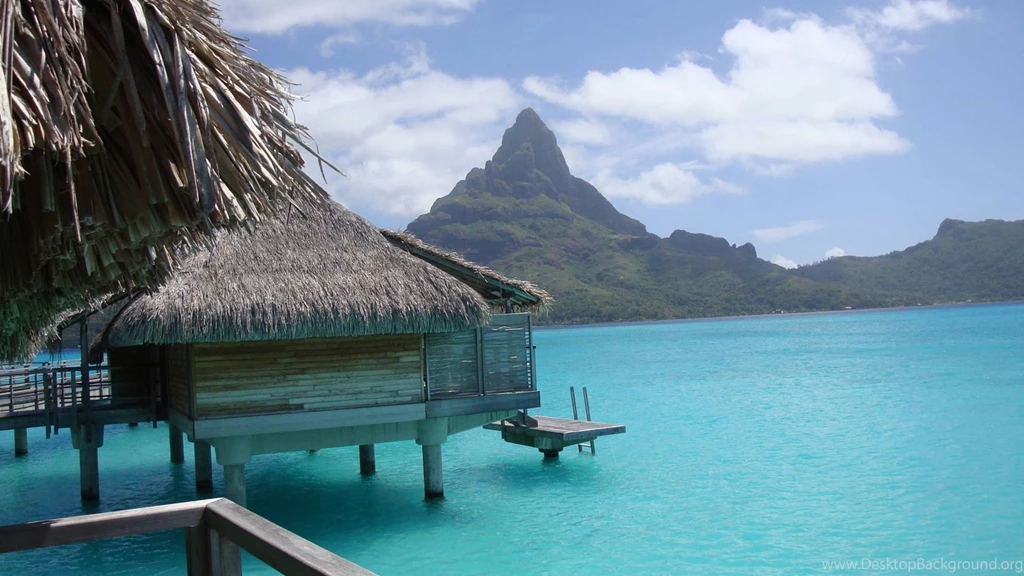 Download Wallpapers 2560x1440 Bora bora, Gulf, Hut, Bungalow ...