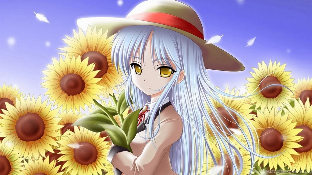 Download Wallpapers 1920x1080 Girl, Sunflowers, Anime, Walking ...