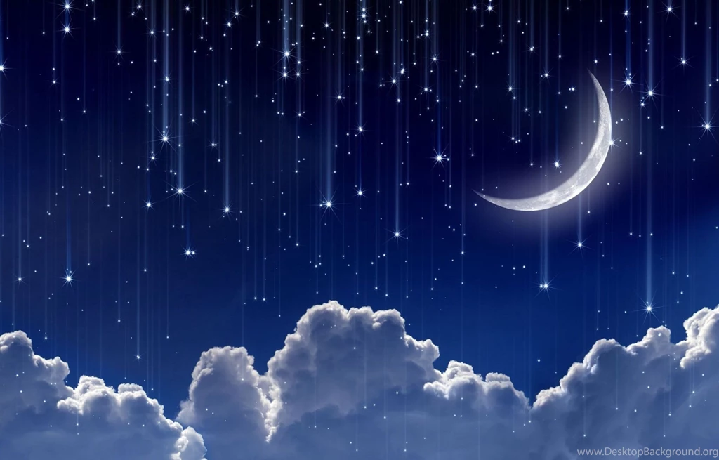 Space Moon Year Crescent Sky Clouds Star Stars Lights Stars Moon ...