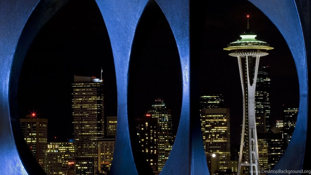 Buildings & City: Seattle Skyline At Night, Washington, Desktop ...