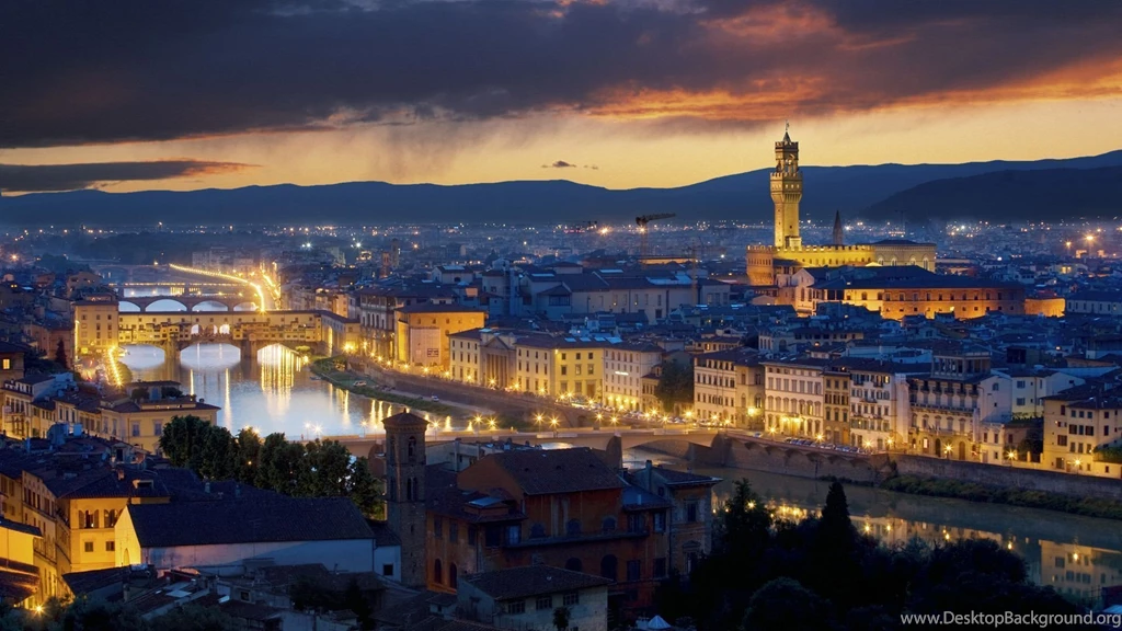Palazzo Vecchio, Florence, Italy, City, Evening, Landscape, Image