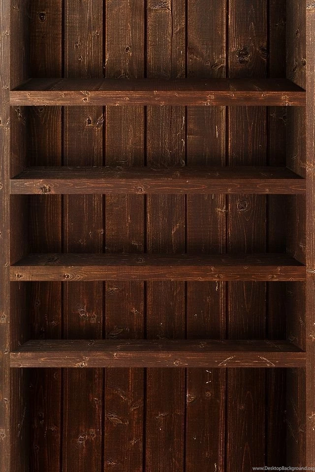 Dark Wood Shelves iPhone Wallpapers