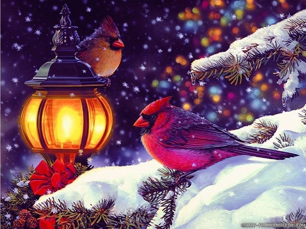 Winter Holiday Scene Wallpaper.