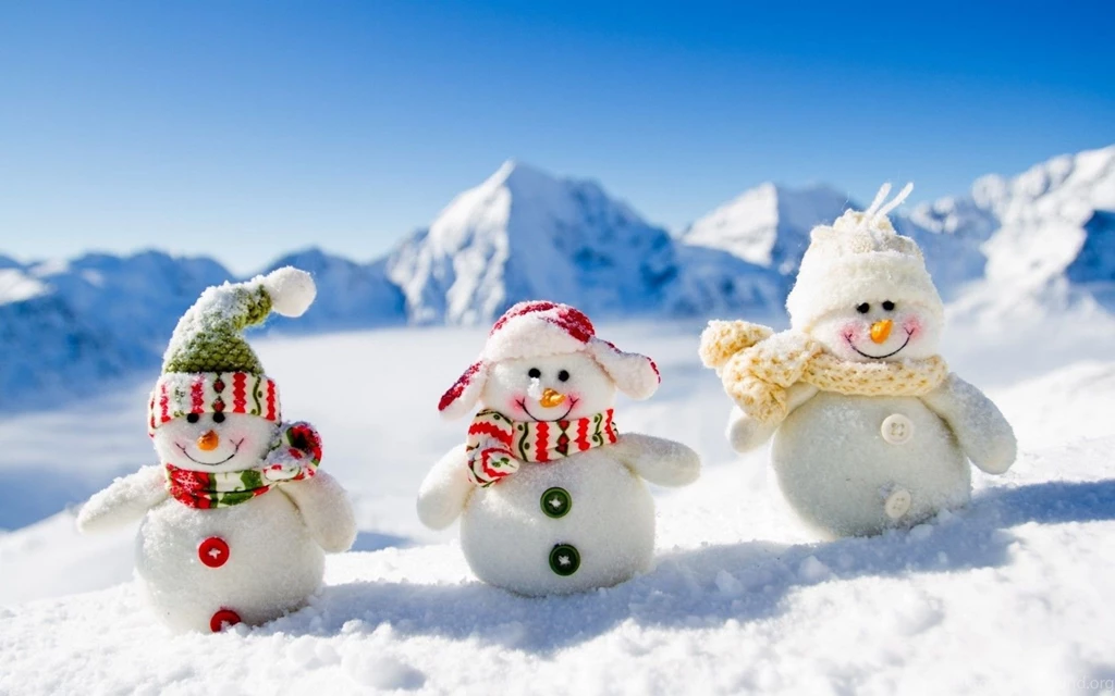 Winter Holiday Happy Snow Man With Blur Landscape On Backgrounds ...