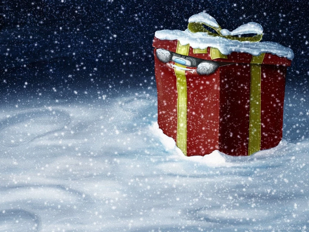 Holiday Wallpaper, Christmas, Winter, Snow, Gift, Teddy Bear, Hd