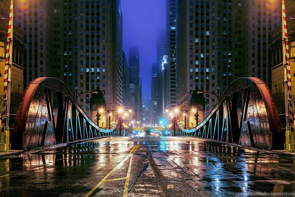 Skyscrapers Night Chicago Road Skyscrapers Skyline Architecture ...