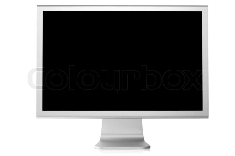Computer Monitor With Black Screen Front View, Isolated On White ...