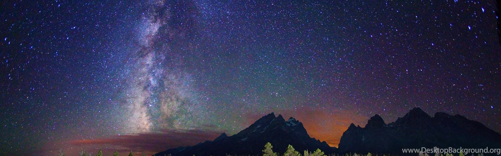 Download Wallpapers 3840x1200 Milky Way, Stars, Mountains, Field ...