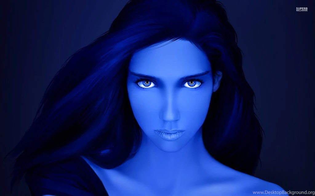 Beautiful Blue Girl With Blue Eyes Wallpapers Digital Art ...
