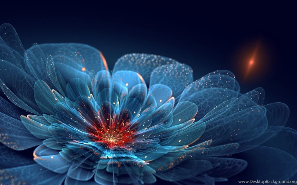 Wallpapers Art, Flower Petals, Sparkles, Neon, Blue