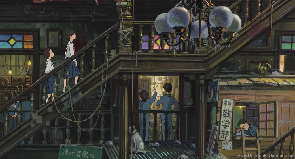 Miyazaki's Anime Cartoon, Girls Up The Stairs Wallpapers And ...