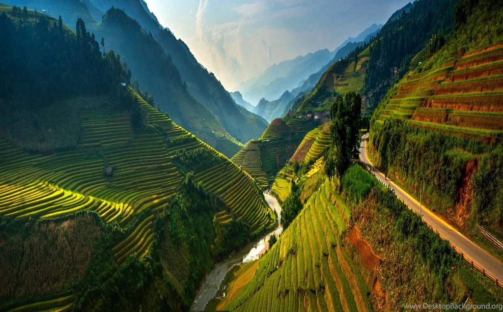 Agriculture, Road, Mountains, Field, Trees, Beautiful, Clouds ...