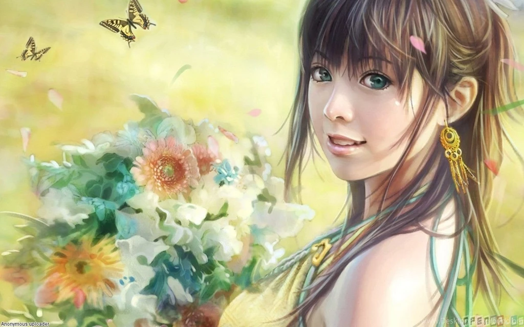 Beautiful Anime Girl With Green Eyes Wallpapers