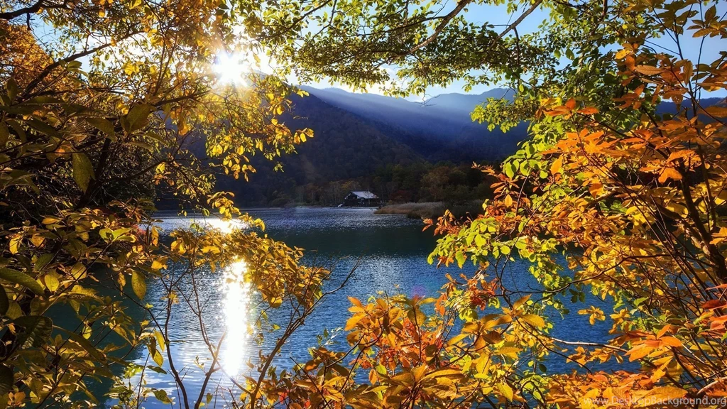 Japan, Nikko, Tochigi, Mountain, Lake, Trees, Sun Rays, Autumn ...