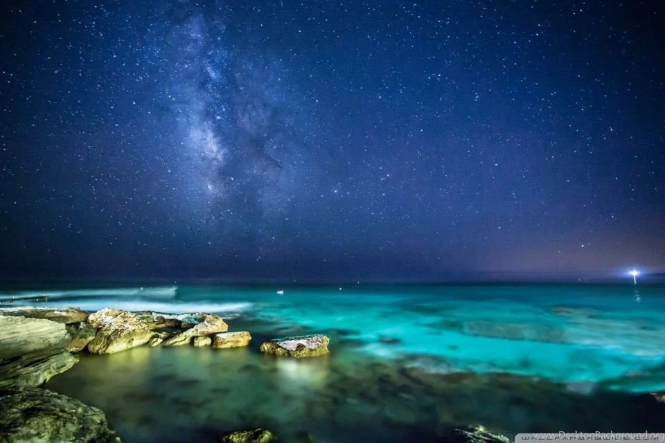 Ocean Night Sky HD Desktop Wallpapers : High Definition : Fullscreen