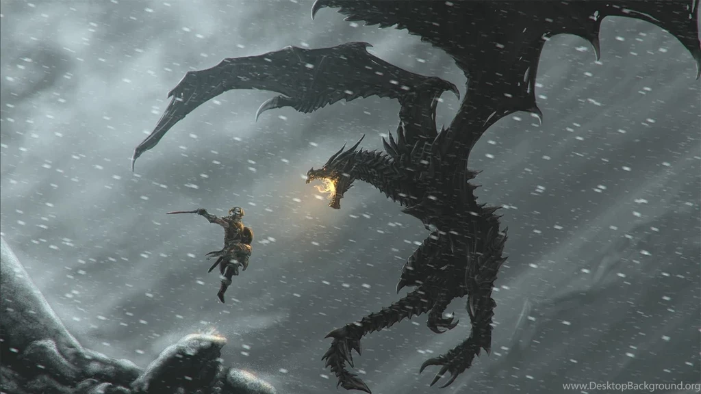 Download Wallpapers 1920x1080 The Elder Scrolls, Warrior, Dragon ...